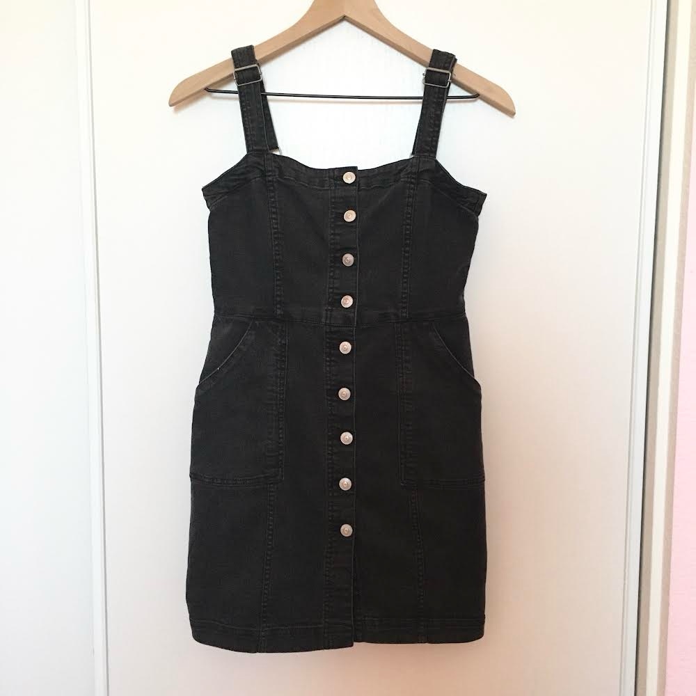 Black Denim Overall Dress